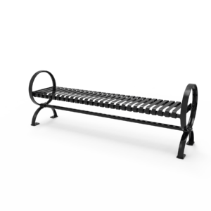 Village Slatted Metal Bench 6′