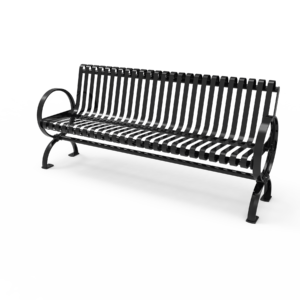 Village Slatted Metal Bench 6′